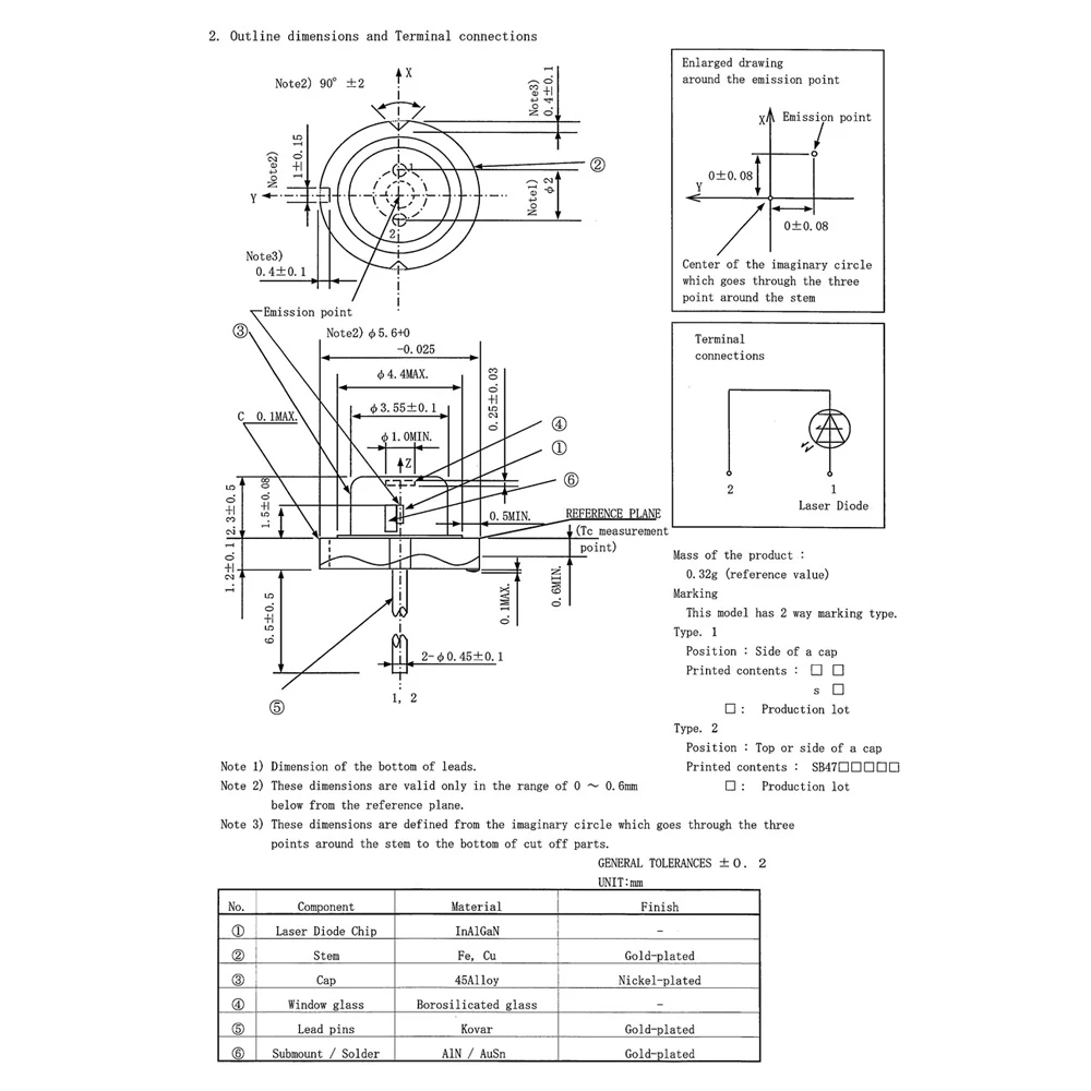 Nuevo Diodo láser GH04C01A2G 450nm 1,6 W 5,6mm TO18 para módulo de luz de grabado