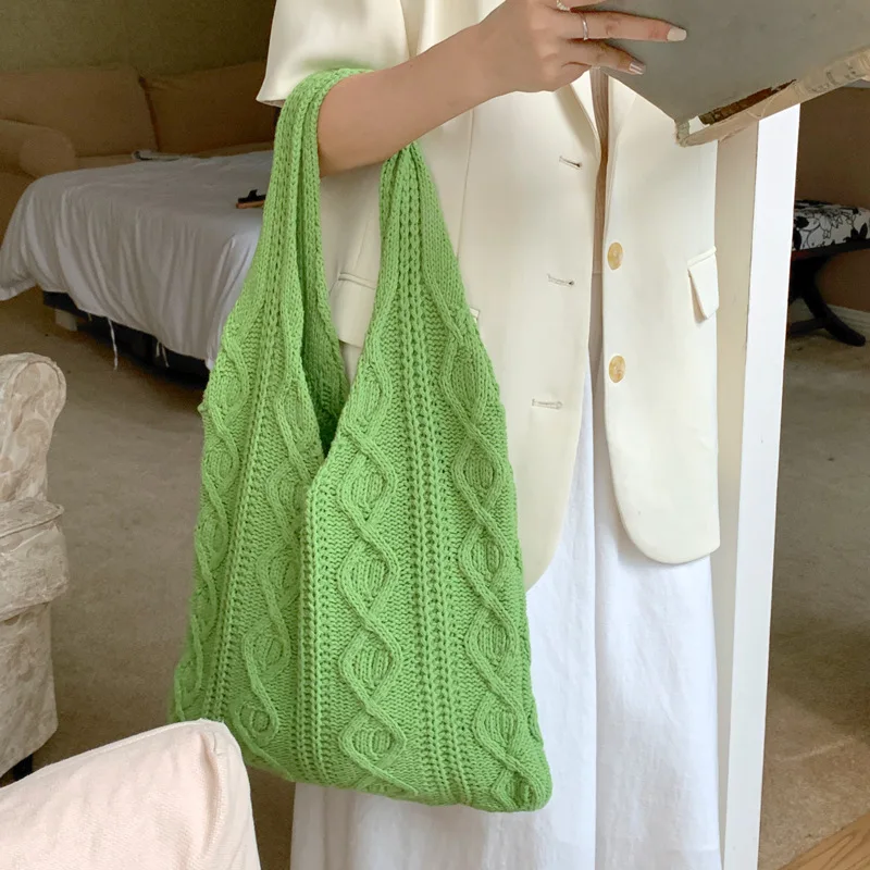 KK  2024 New Knitted Handmade Yarn Woven Women's Handbag, Shopping Bag, Large Capacity Handbag top-handle bags ladies handbags