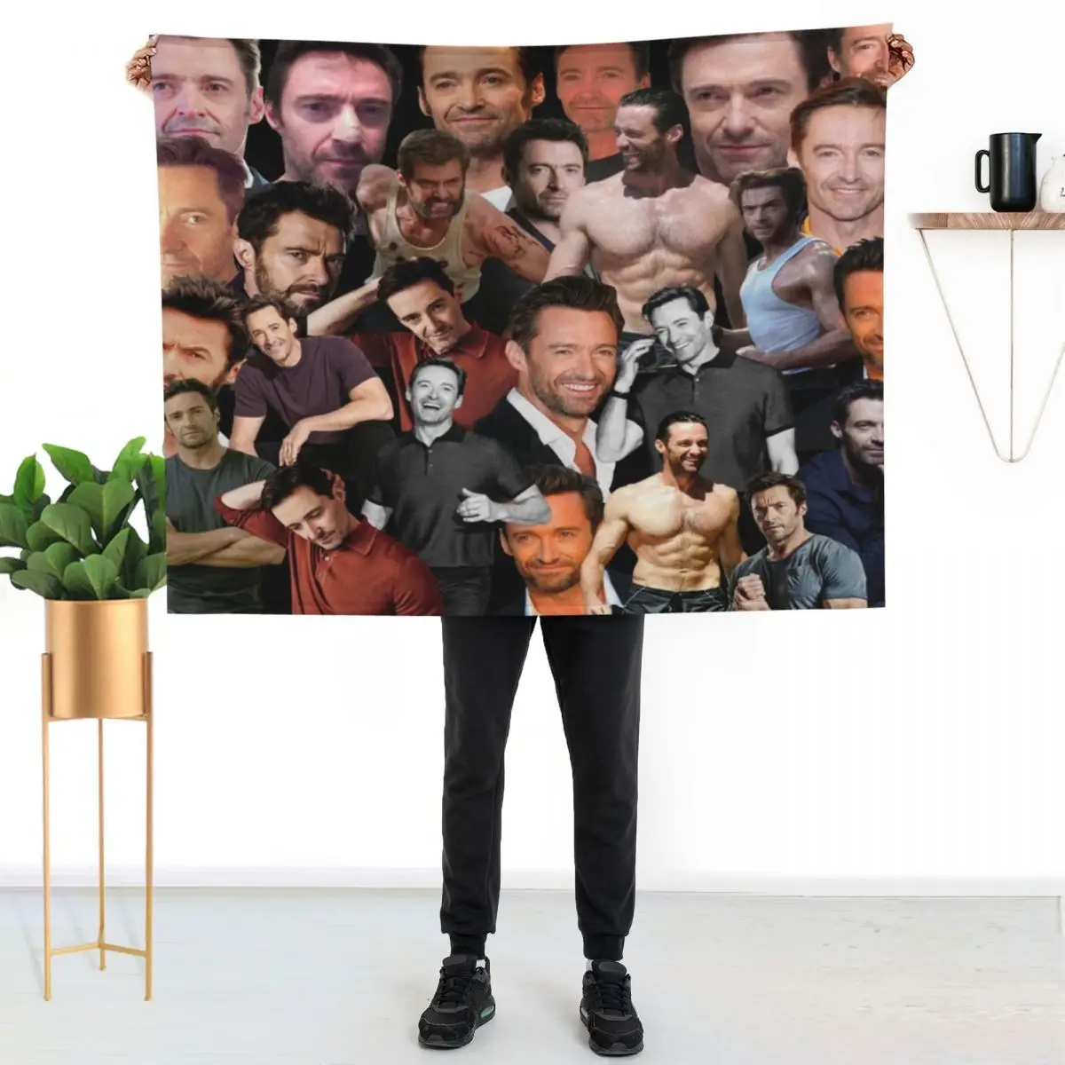 

hugh jackman photo collage Throw Blanket Year Round Soft Comfortable Blanket for Home