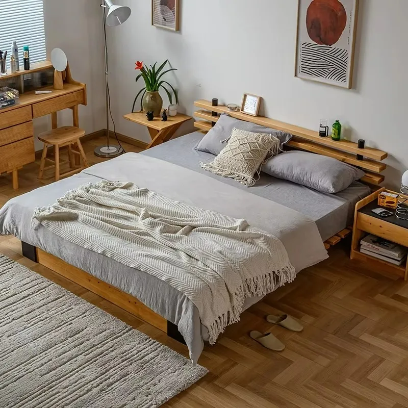 Factory Direct Compatible With Simple Solid Wood Floor Bed Log Homestay Hotel 1.8 M