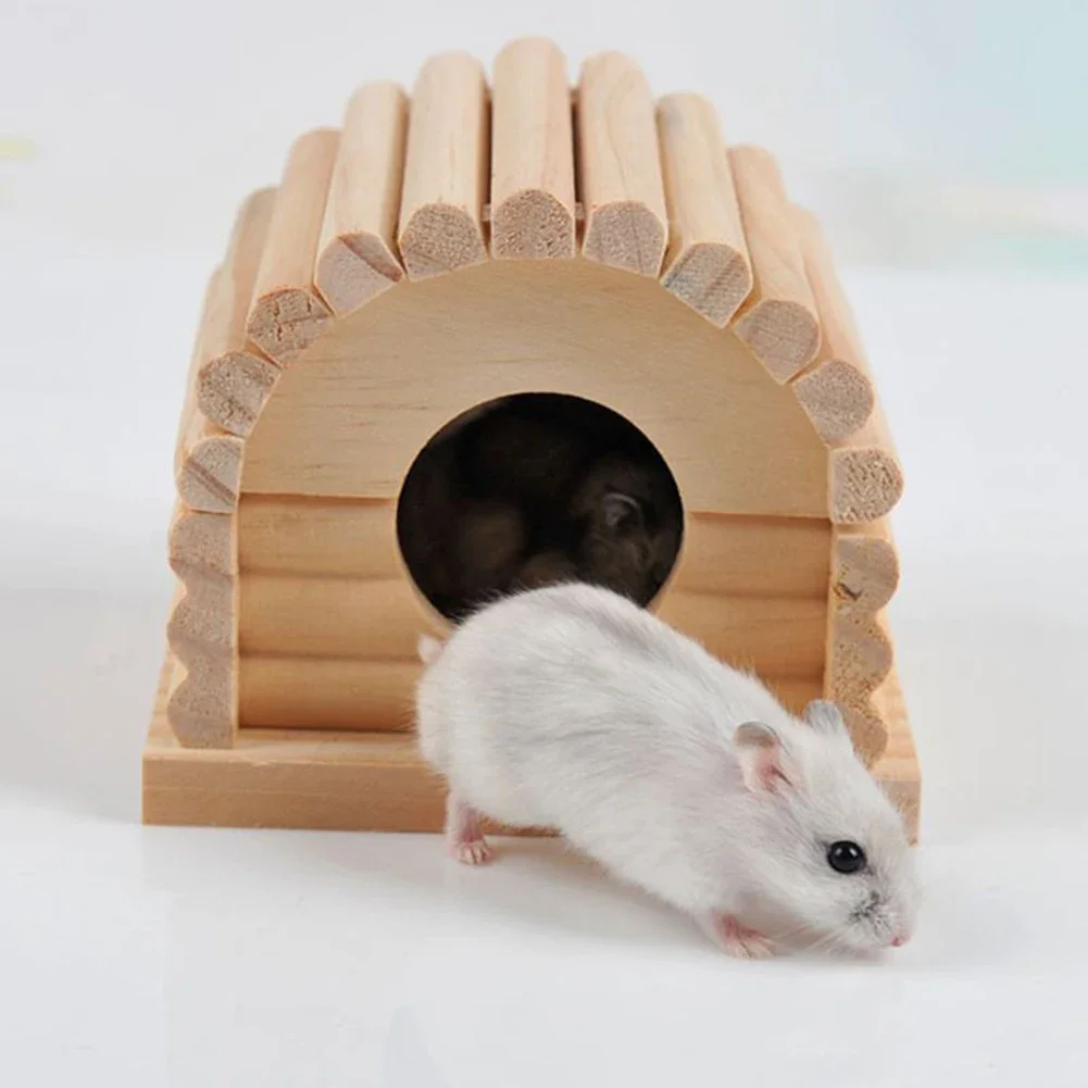 

Hamster Toy Wooden Villa Natural Wood House Ladder Arched Hamster Hideout House