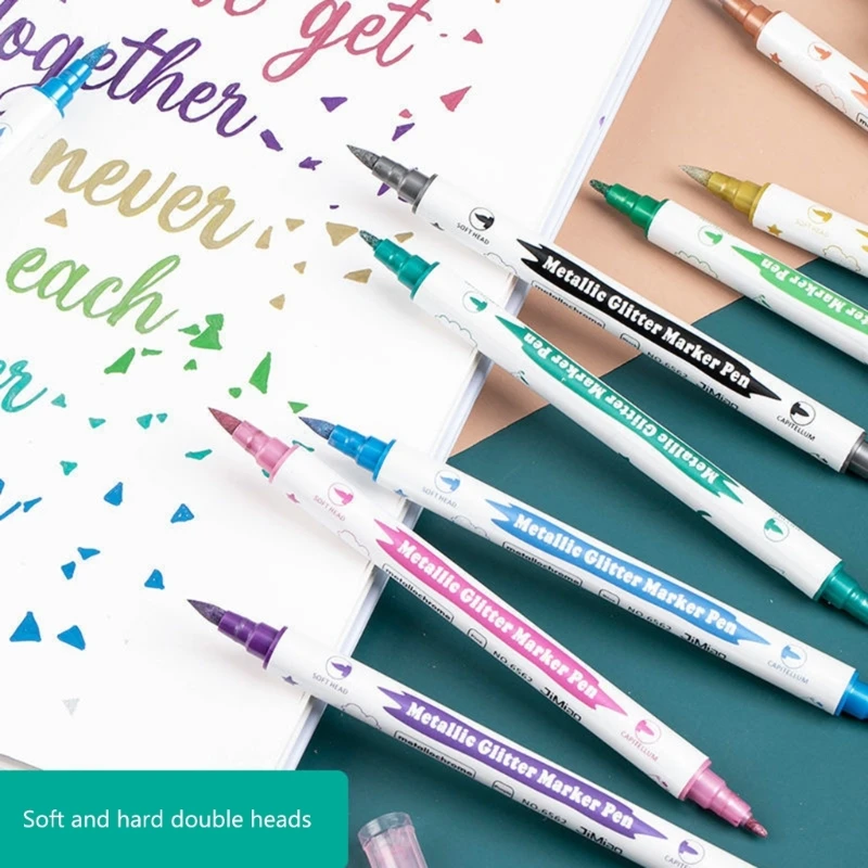 Glitter Marker สำหรับสมุดระบายสีโรงเรียนการออกแบบโปสเตอร์ DIY Scrapbooking Journal
