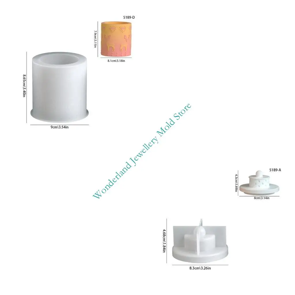 

H7EB Silicone Mould For Embossed Christmas Tree Reindeer Cylinder Storage Jar