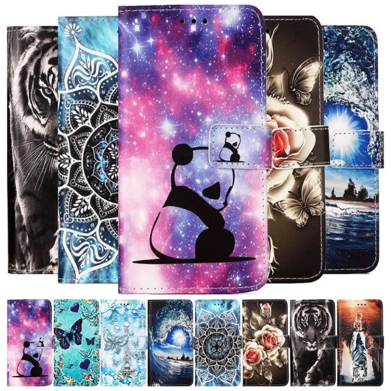 

Wallet Flip Leather Phone Case For Samsung Galaxy A73 A12 A13 A21S A22 A23 A32 A51 A52 A52S A33 A53 A72 5G Cat Tiger Panda E03F