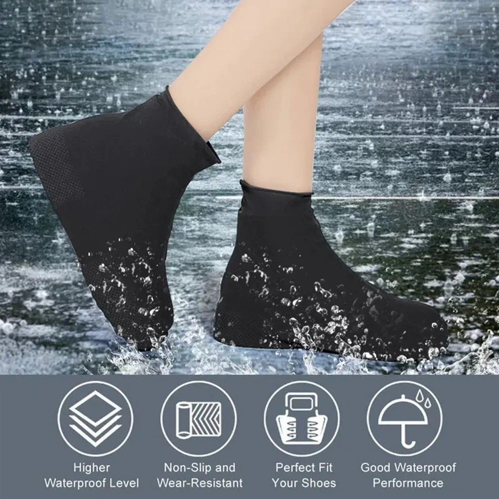 Borracha Rain Boot Overshoes para uso ao ar livre, Silicone impermeável sapato cobre, chuvoso dia sapato capa, reutilizável, antiderrapante, 1 par