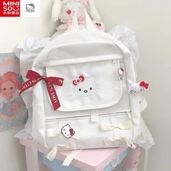 MINISO Hello Kitty Bow Schoolbag Girls Middle School and High School Large Capacity Backpack Elementary School Cartoon Schoolbag