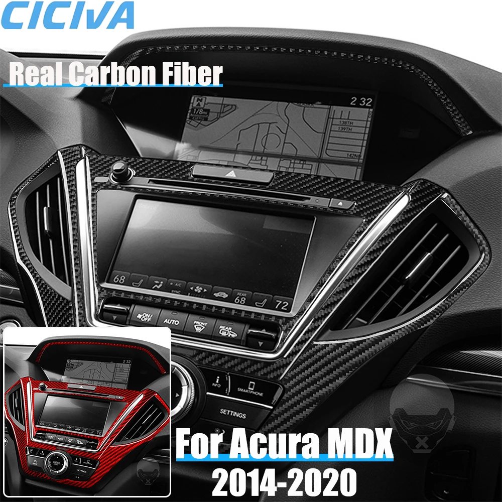 

Real Carbon Fiber Car Accessories Center Console Set Trim Cover Soft Sticker For Acura MDX 2014 2015 2016 2017 2018 2019 2020