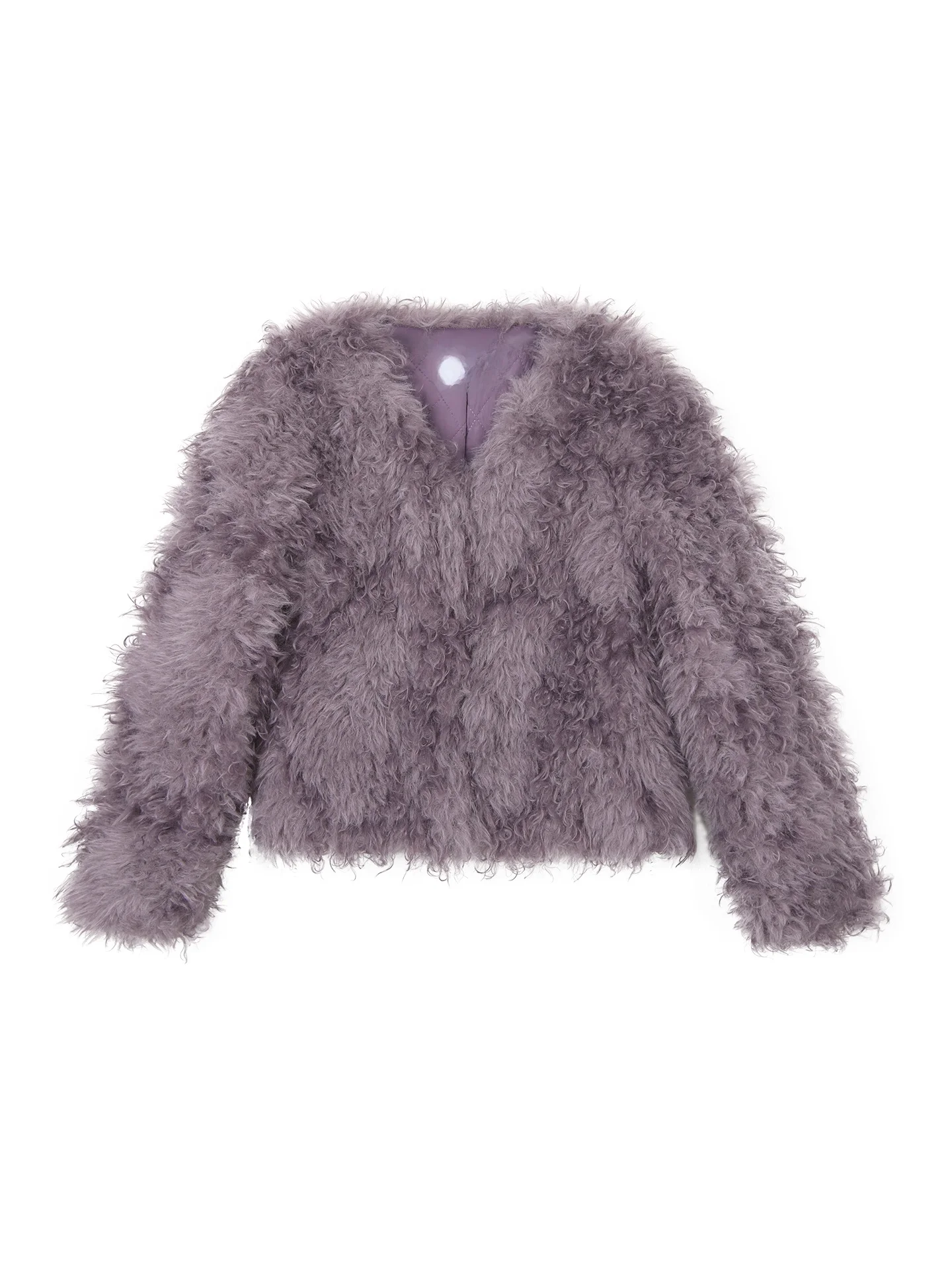 Jaqueta Curta de Aodão para Mulheres Estilo Coreano Nova Coleção Outono Inverno Casaco Quente de Fibra de Poliéster Roxo