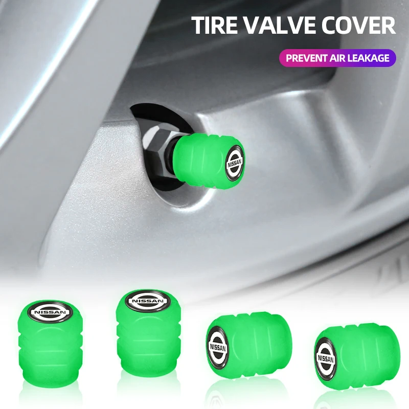 4Pcs Fluorescent Green Car Wheel Tire Valves Caps Luminous Valve Dust Covers For Nissan LEXUS Honda Chevrolet Suzuki Hyundai