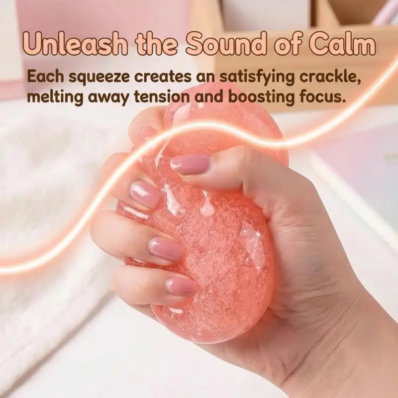 ASMR Peach Slushy Toy Translucent Pink Stress Relief Ball Jelly Mochi Squeeze Toy For Anxiety ADHD Cute Desk Fidget Gift