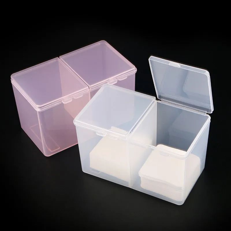 Two Compartments Storage Box, Double Grille Dust Cover, Cotton Napkins Storage Box, Nail Accessories Sorting