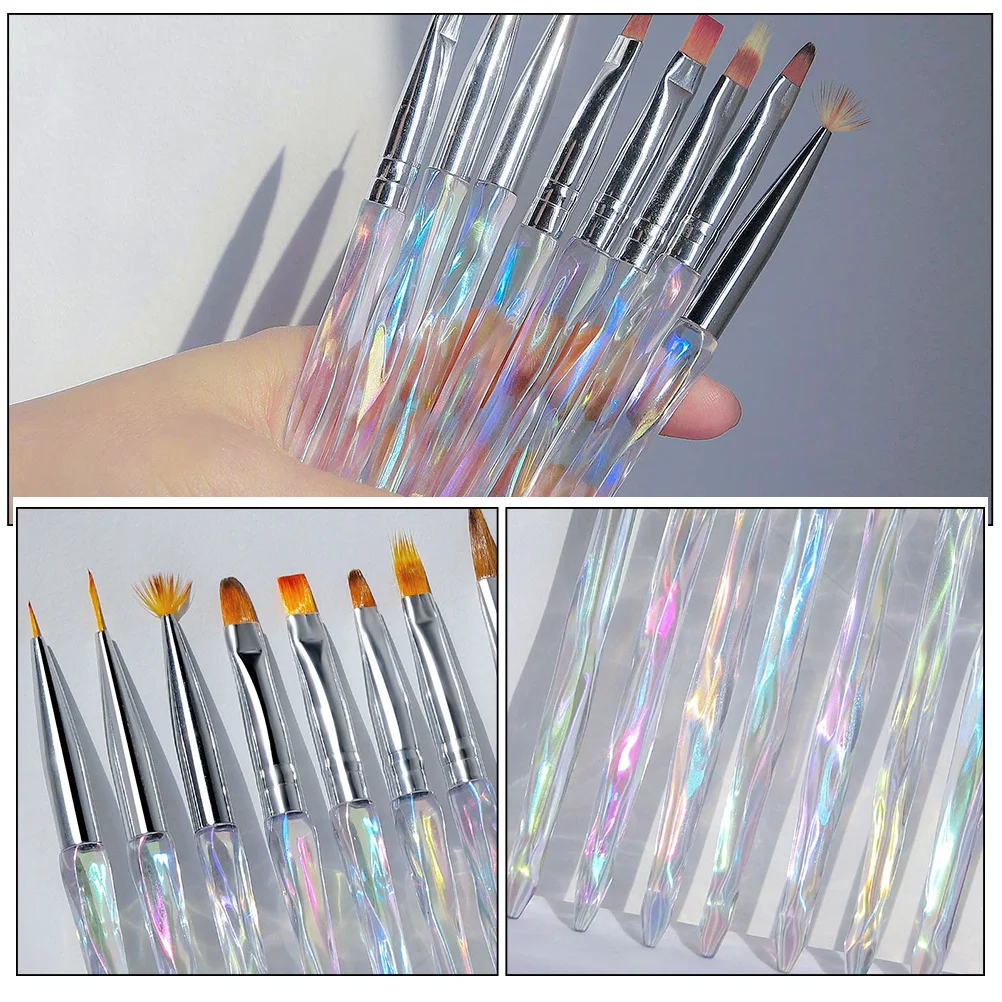 

8Pcs Nail Art Brushes Set Sturdy Material Manicure Supplies Easy to Hold and Paint Perfect for Salon DIY Nail Brush