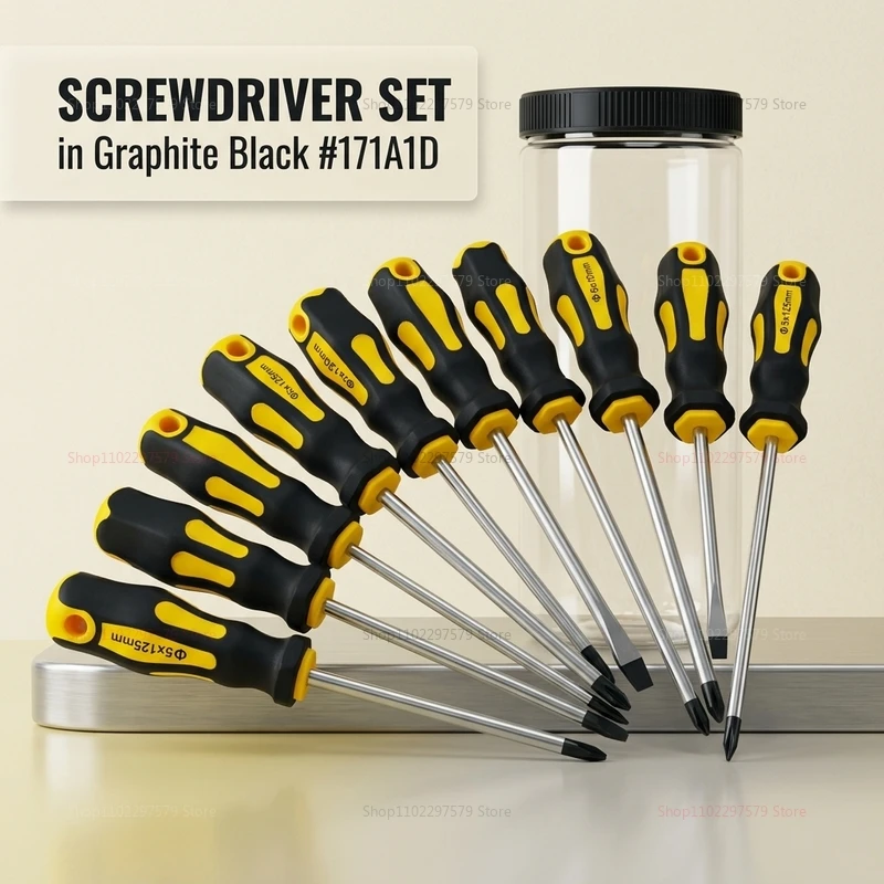 11pcs Magnetic Screwdriver Set with Cross Flat Heads Cushioned Grip Handle for Precision Electronics Repair Home DIY Tools