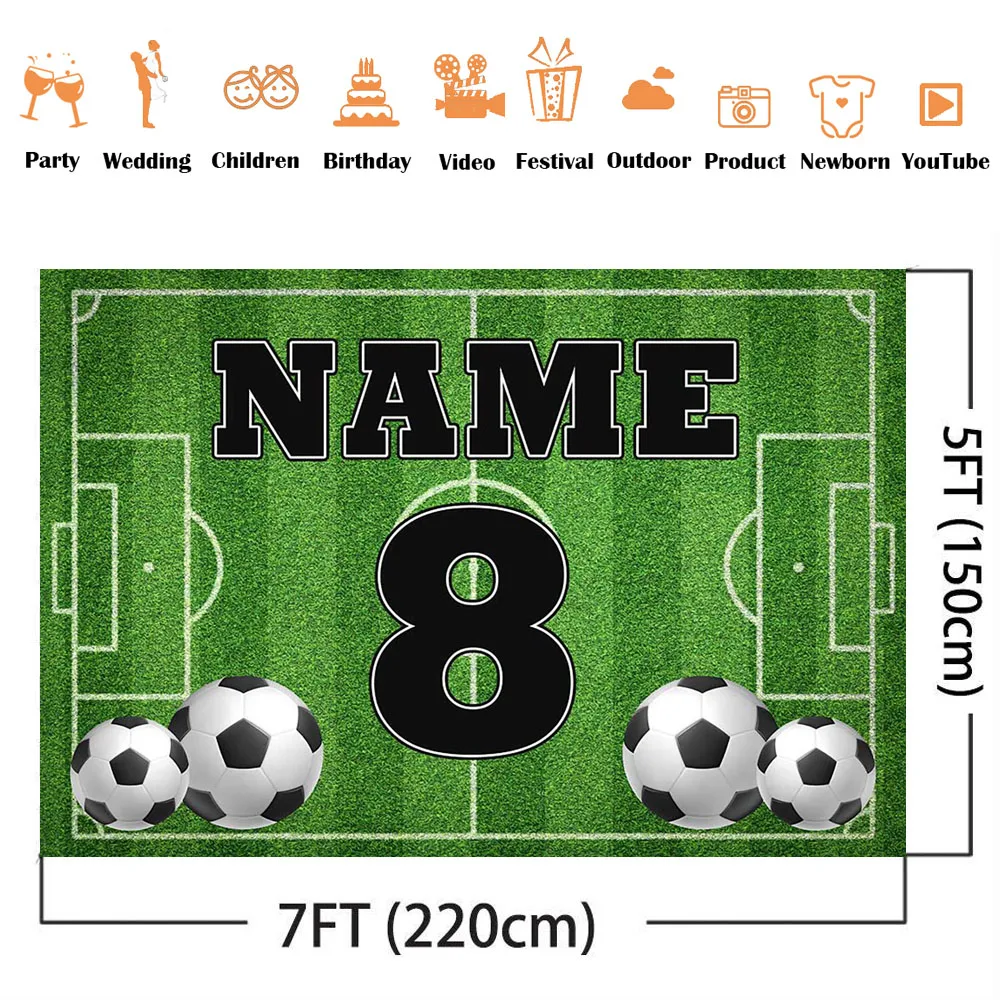 Boy Birthday Backdrop for Newbron Kid Portrait Customize Football Soccer Field Sports Poster Baby Shower Backdrop Photo Studio