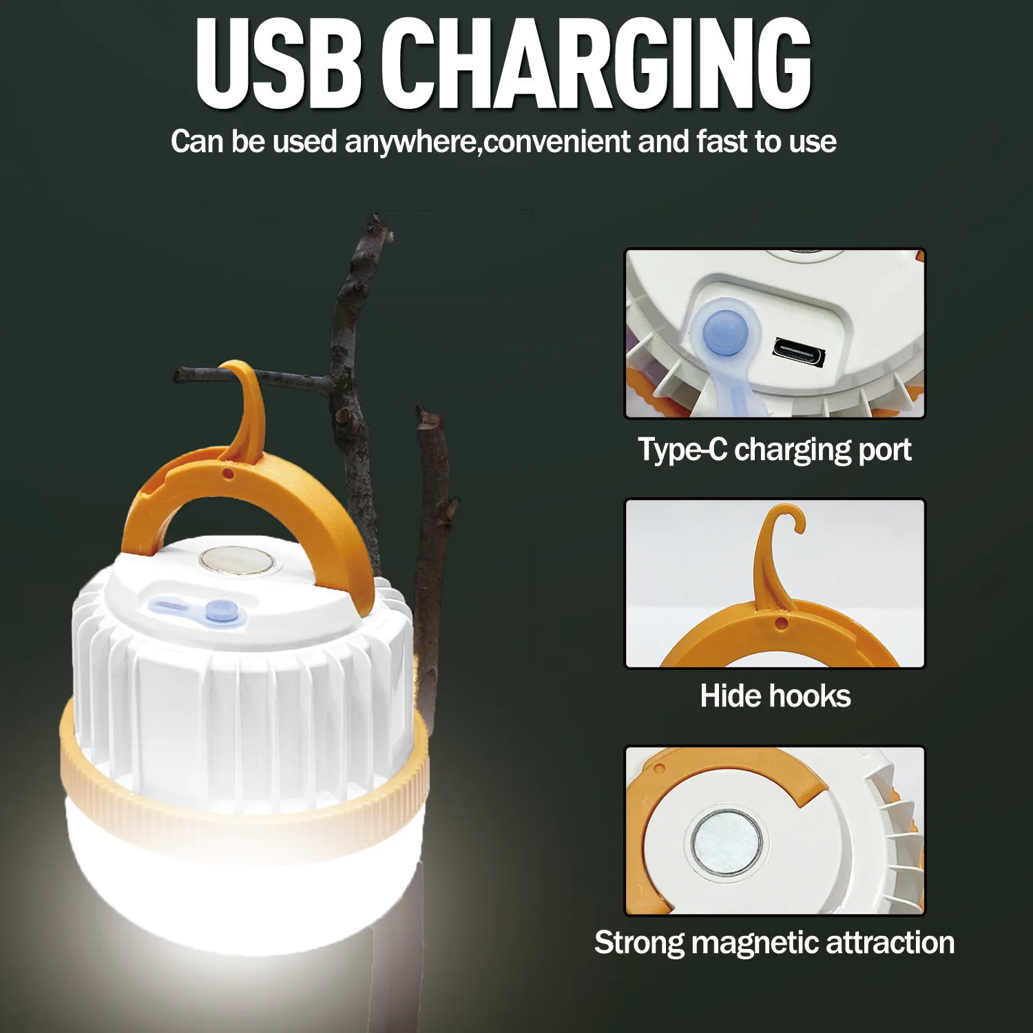 Фонарь с магнитным крючком, выдвижной