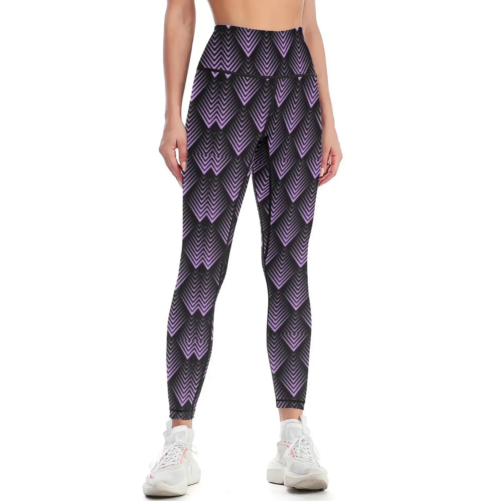 Purple and black art-deco pattern Leggings Legging sexy woman sports tennis for exercise clothing for Womens Leggings