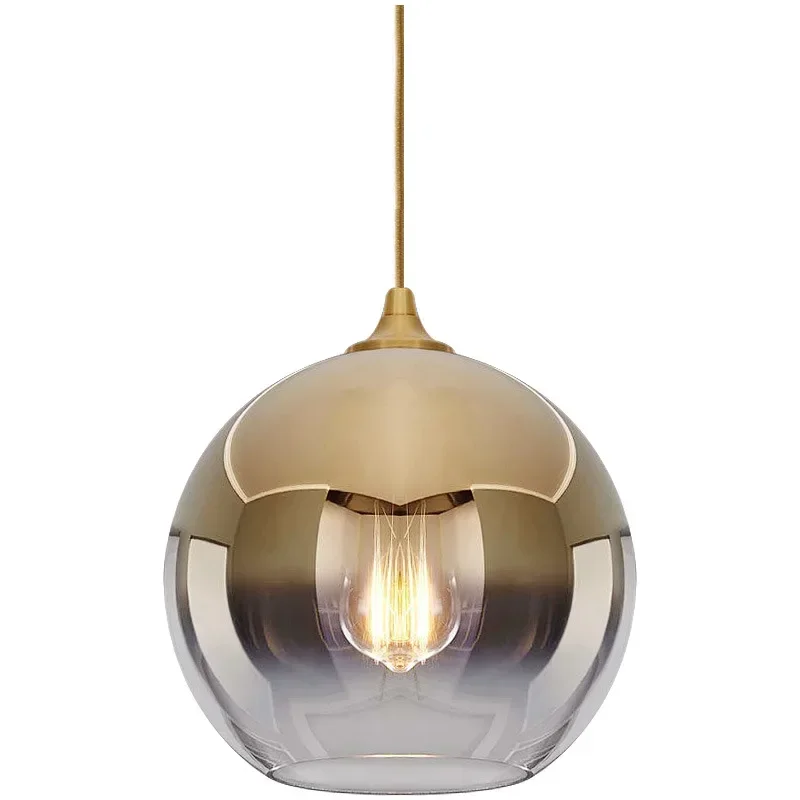 Modern Gold Silver Glass Ball Pendant Light Lighting for Living Dining Meeting Room Bedroom Bar Indoor Decoration Hanging Lamps