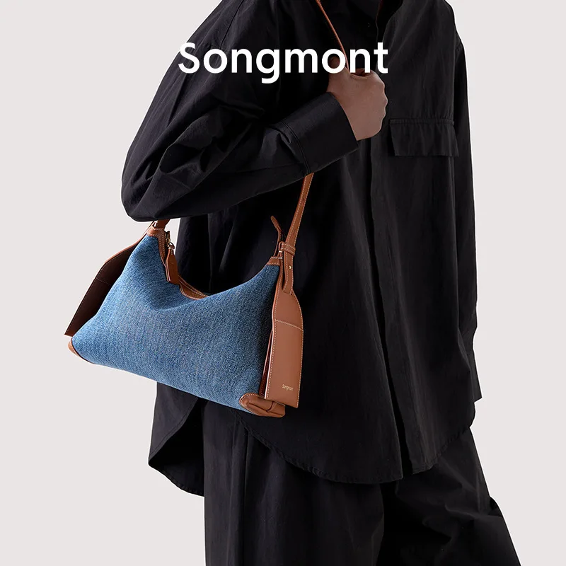 

Songmont Hanging Ear Hobo Bag - Small Denim Shoulder Bag for Women, Crossbody Sling Purse