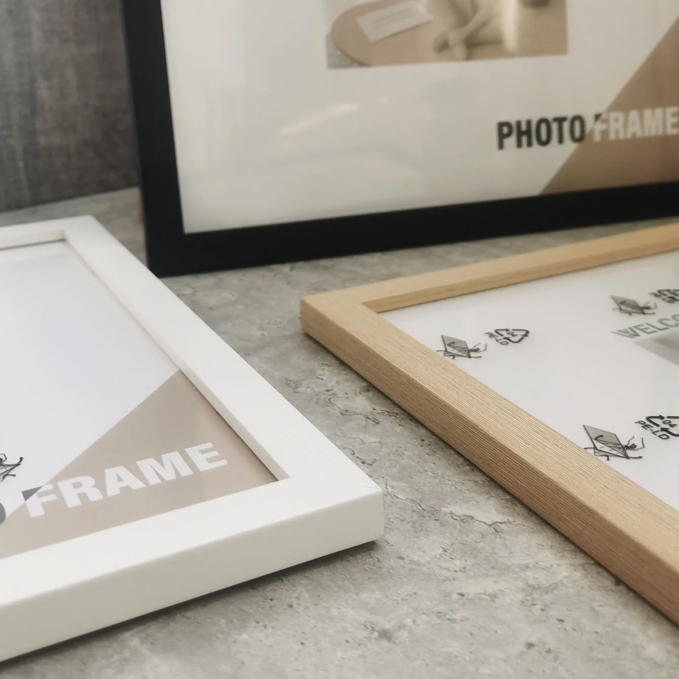 3Pcs Wood Square Photo Frames for Wall Hanging or Desktop