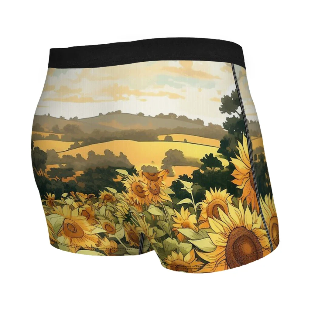 Girassol Pintura Boxer para homens, cuecas Boxer, cuecas altamente respiráveis, presente de ideia de alta qualidade