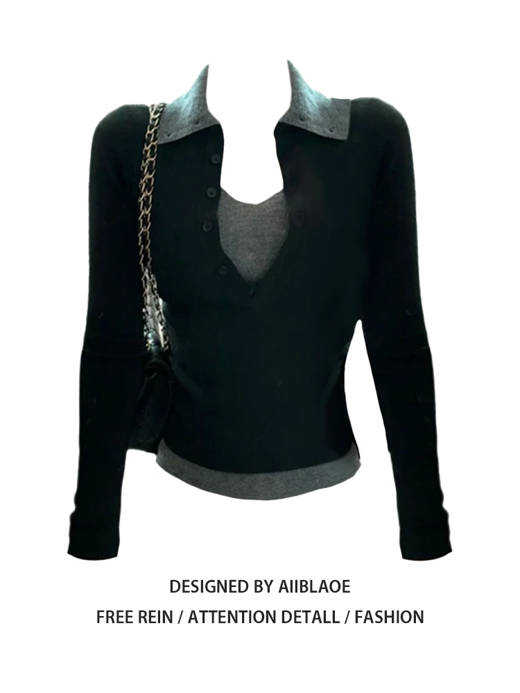 

Женская лоскутная футболка из двух предметов в стиле Харадзюку Y2k, футболка 90-х годов, эстетические винтажные корейские футболки с длинными рукавами, одежда 2000-х годов