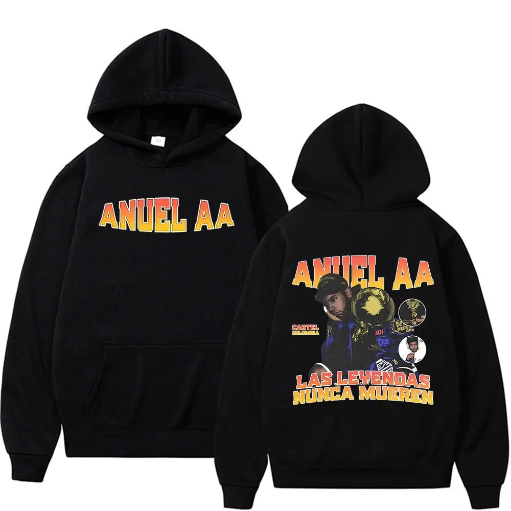 

Anuel AA Las Leyendas Nunca M Avenue Album Merch Толстовка с капюшоном 2025 Осень/Зима Мужская женская толстовка с длинными рукавами в стиле хип-хоп Уличная одежда