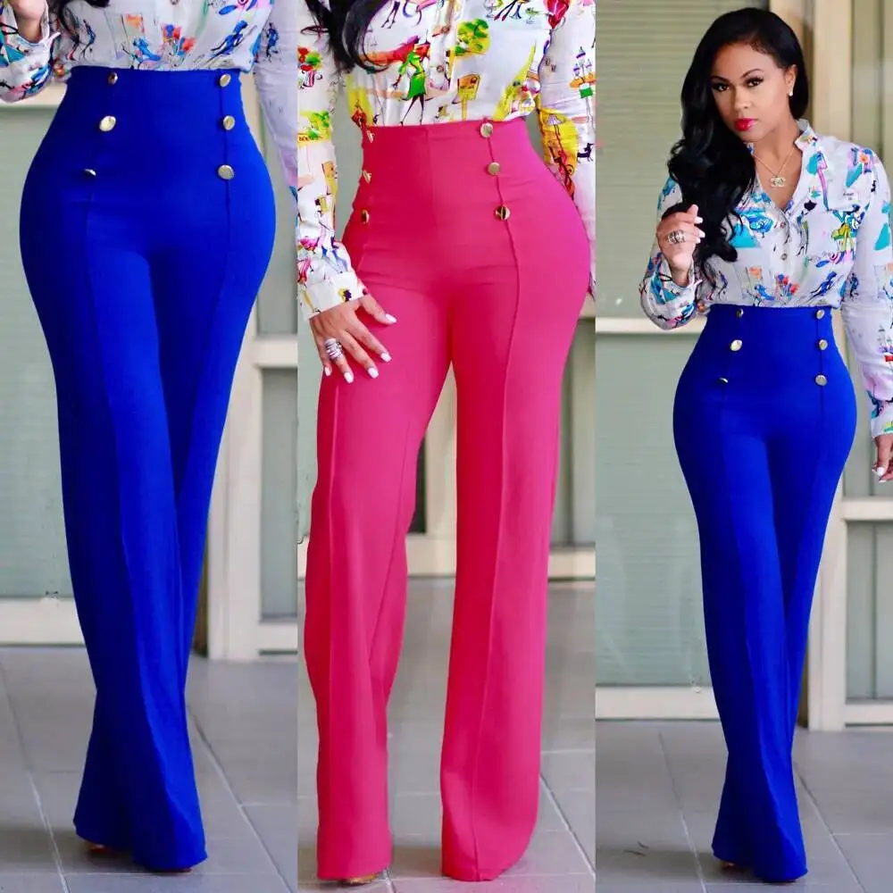 Women's Fashion 2025 Slim Fit Personality Double-breasted Flared Pants with Slight Stretch and Color Options