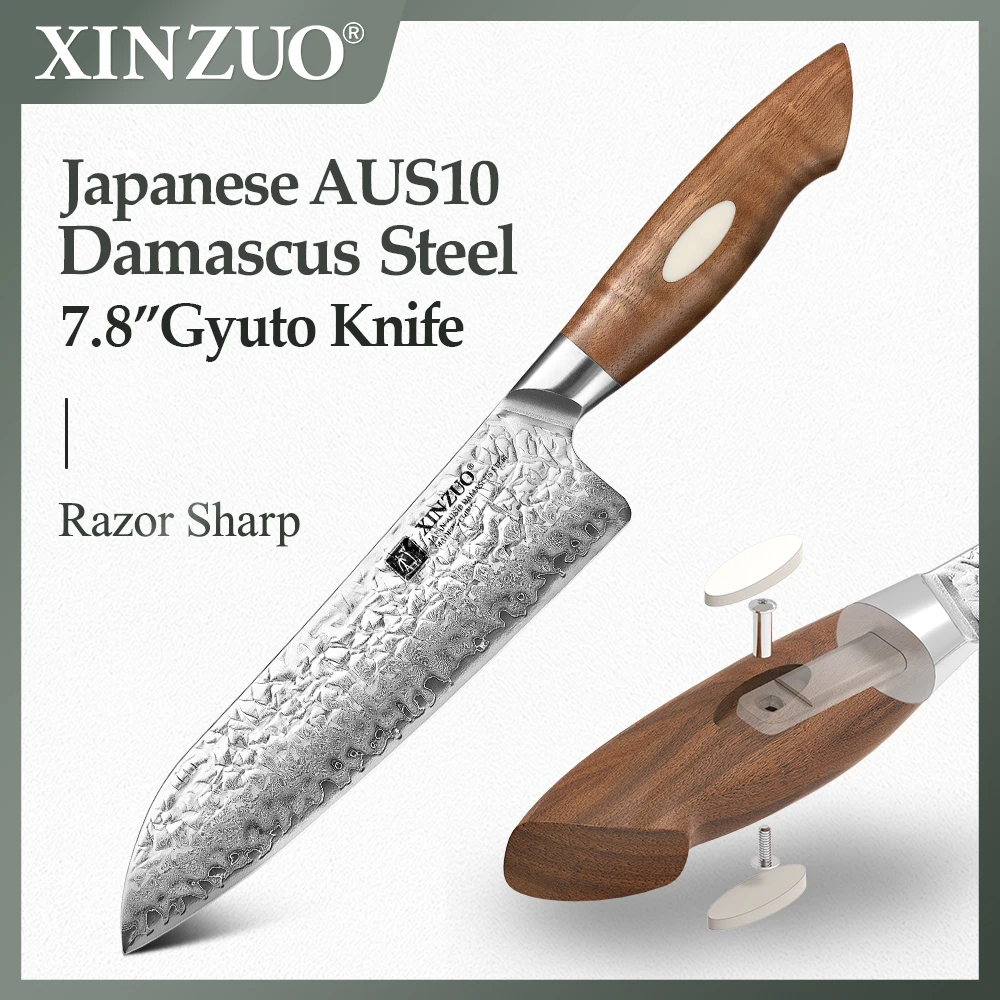 

Новый XINZUO 7,8-дюймовый нож Gyuto, японский 67-слойный AUS10, острые кухонные ножи из дамасской стали с изысканной подарочной коробкой