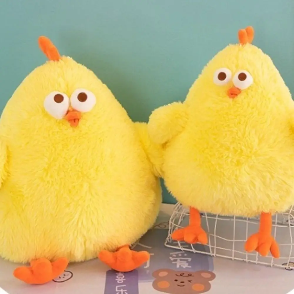 Anatra accompagna bambola capelli lunghi pollo peluche morbido farcito pollo peluche cuscino soffice peluche carino Dundun pollo giocattolo per bambini