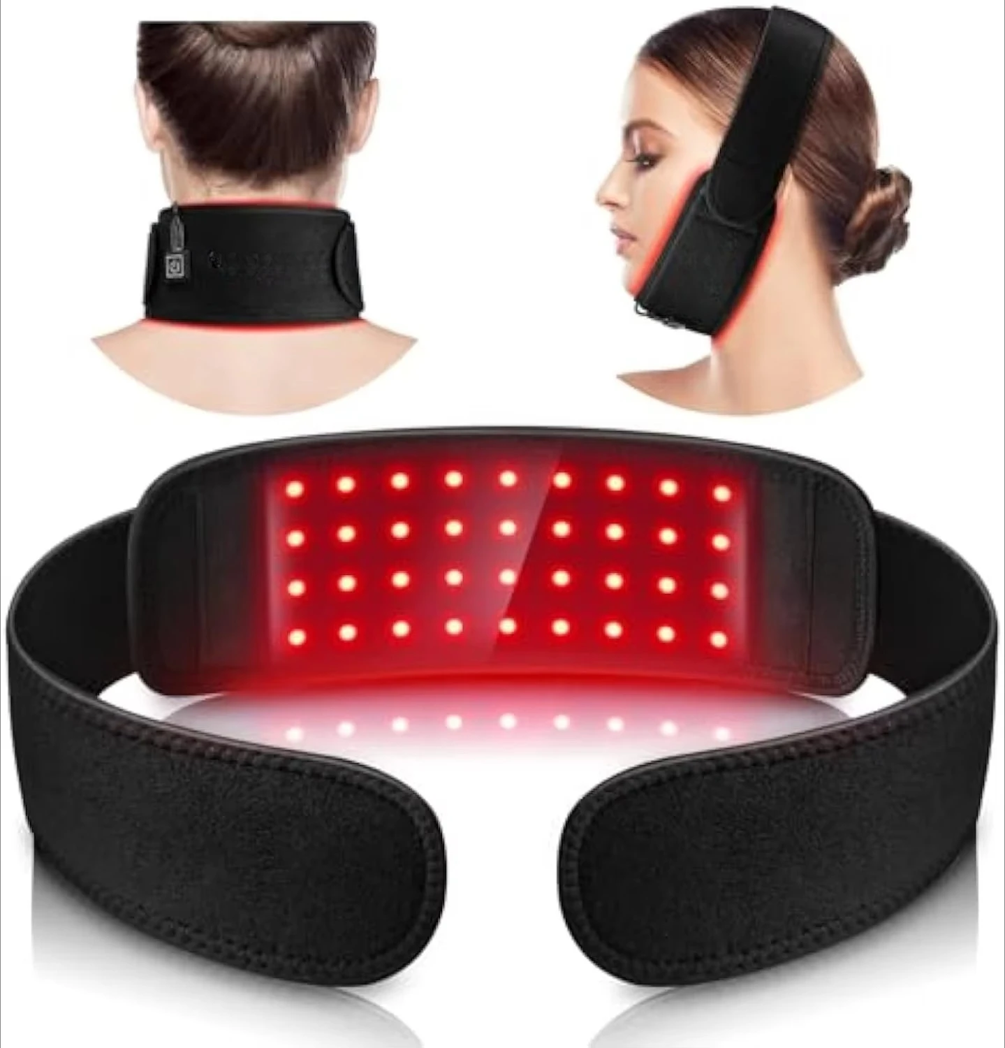 Red Light Therapy Neck Belt with 36 LEDs & 4 Intensity Levels for Face & Neck Lift Wrinkle Removal & Pain Relief
