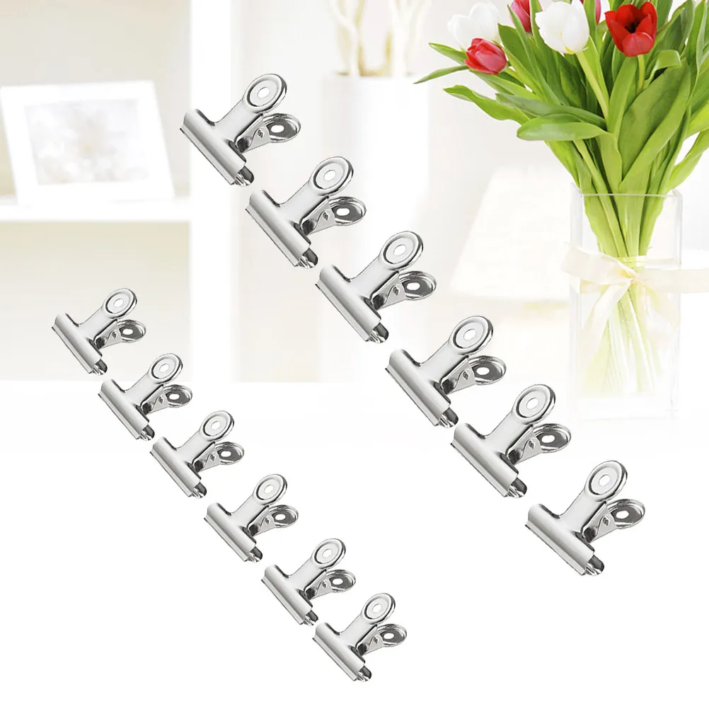 12Pcs Stainless Steel Binder Clips Silver Metal Paper Grip Clips Strong Clamps for Office Home Cards Files Letters Bulletin