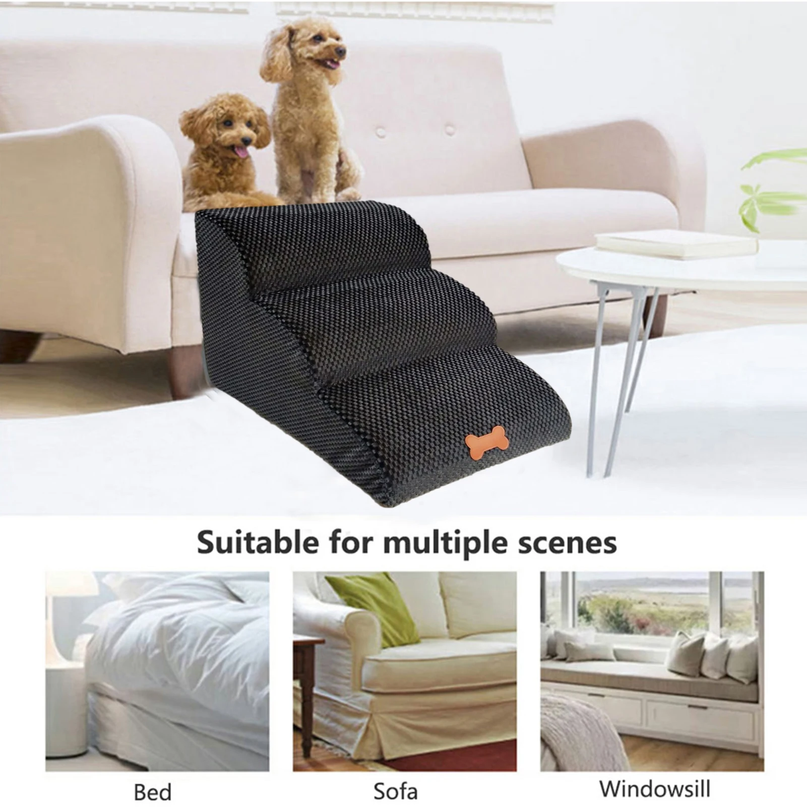 Dog Stairs 3 Steps Stairs For Small Dog Cat Pet Ramp Ladder Anti-slip Removable Dogs Bed Stairs Pet Supplies