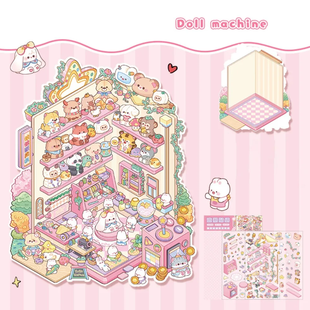 Multi Style Miniature Scene 3D Stickers Decorative Butter Bear Landscaping Stickers Three-dimensional DIY Hand Account Stickers