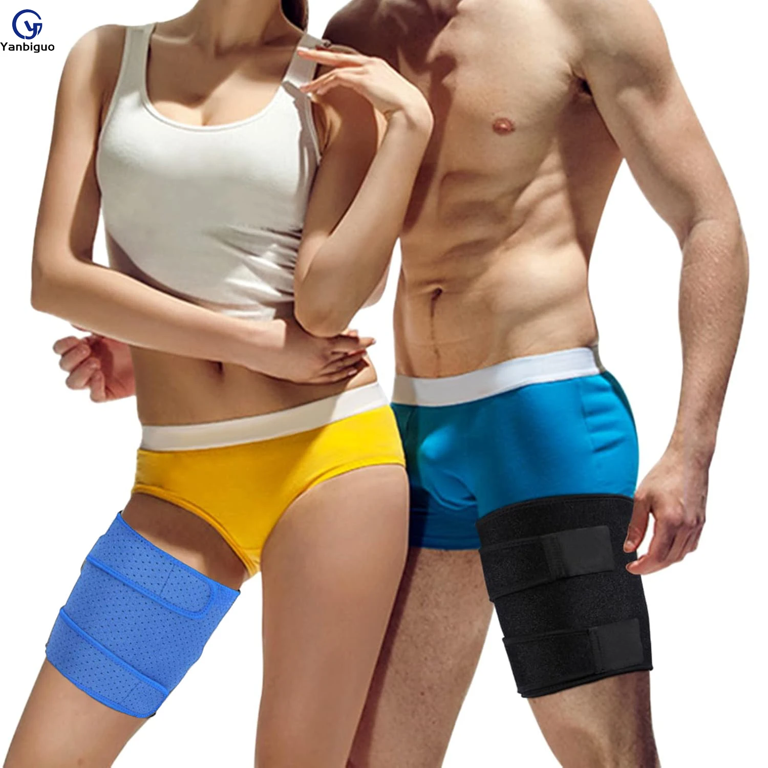 

Thigh Brace，Quadriceps Support for Men and Women Pulled Groin Muscle, Quadriceps, Adjustable Support Thigh Wraps Support