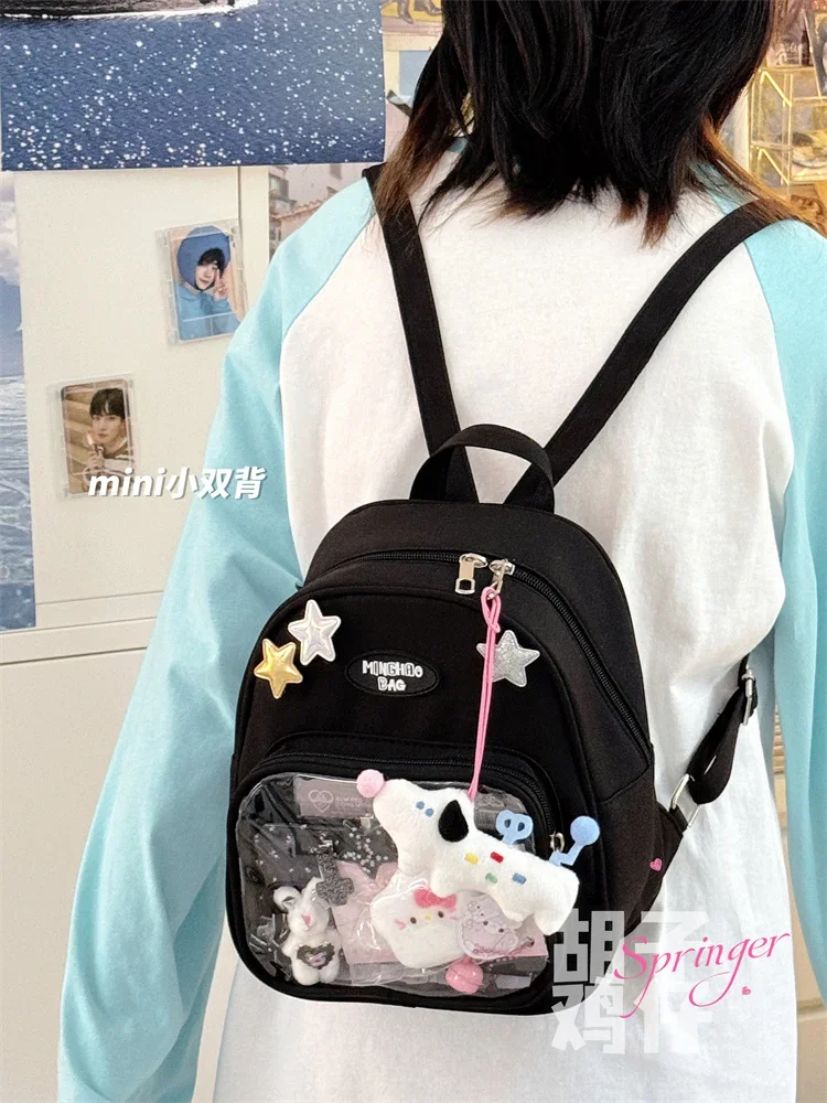 Japanese Two-dimensional Small Appetite Transparent Bag Female 2024 Korean Cute Girl Mini Ita Backpack Display Bags