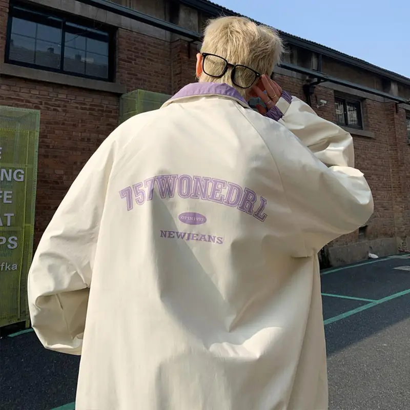 

Двусторонняя мужская куртка 2024 года, новая весенняя коллекция, в американском ретро-стиле, модная, свободного кроя, с воротником-стойкой, на молнии, с декоративными элементами, ветрозащитная верхняя одежда