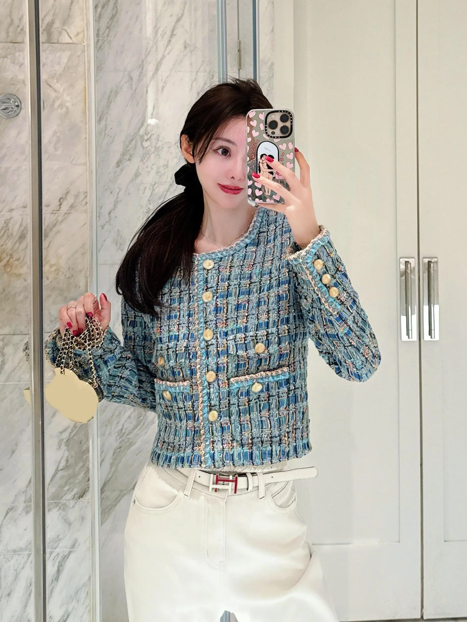 

Baroque Sle Cozy Camere Woolen Quilted ort Coat for Women Autumn Faion Ele Lady's Cheered Outerwear