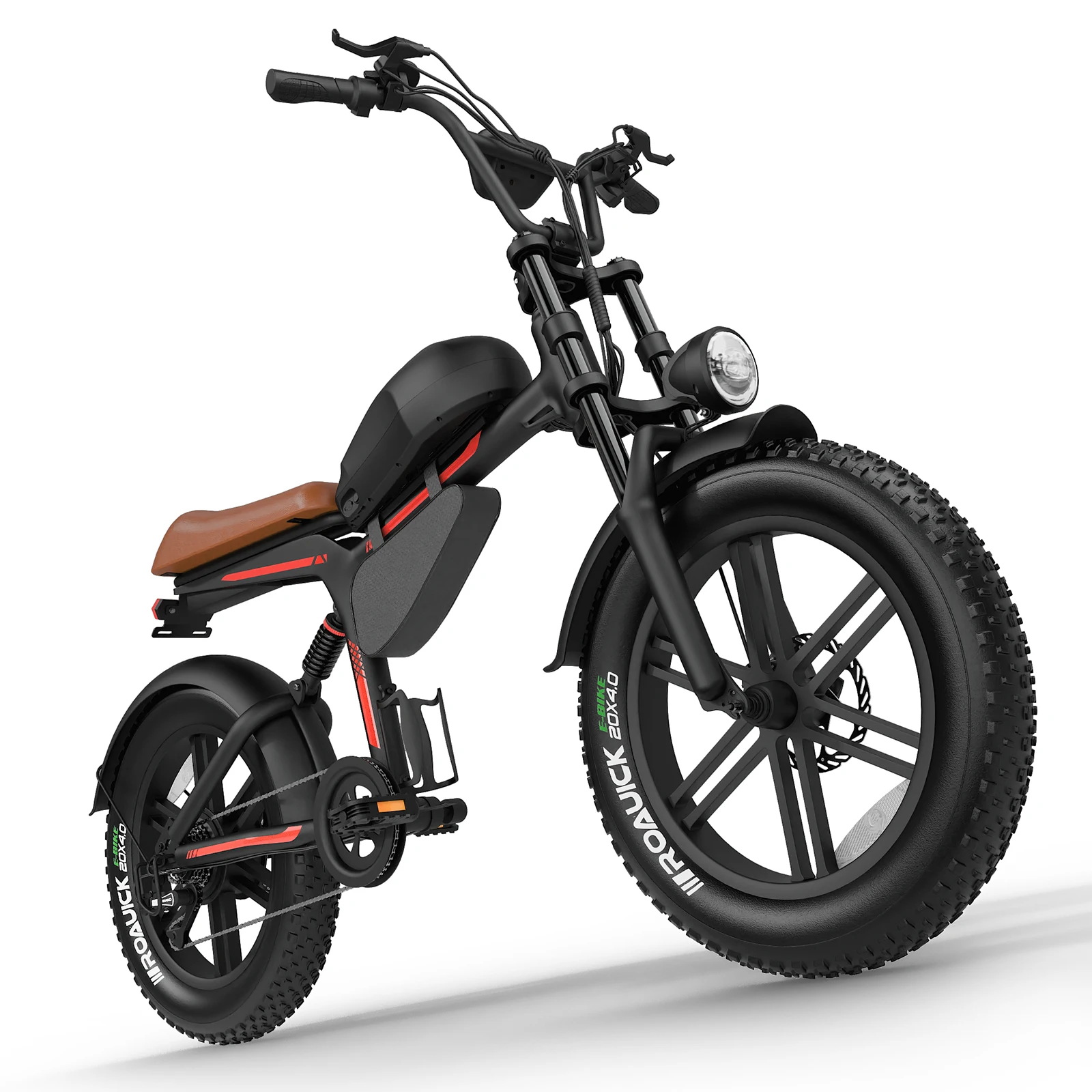 QNUT Retro Fat Tire Electric Bike For Adults 1500W Peak Motor 48V 18Ah Battery Max 27MPH 20 Inch Off Road Mountain Ebike US Warehouse Fast Shipping