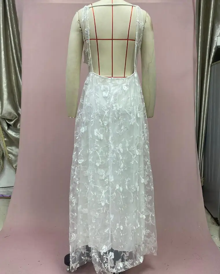 Spring And Summer New Sexy V-neck Strap Open Back Hollow Solid Color Dress For Women