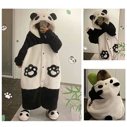 Women's Pajamas Panda Onesies Warm Soft Robes Nightgown Kawaii Animal Cosplay Suit Winter Flannel Homewear Women Clothing