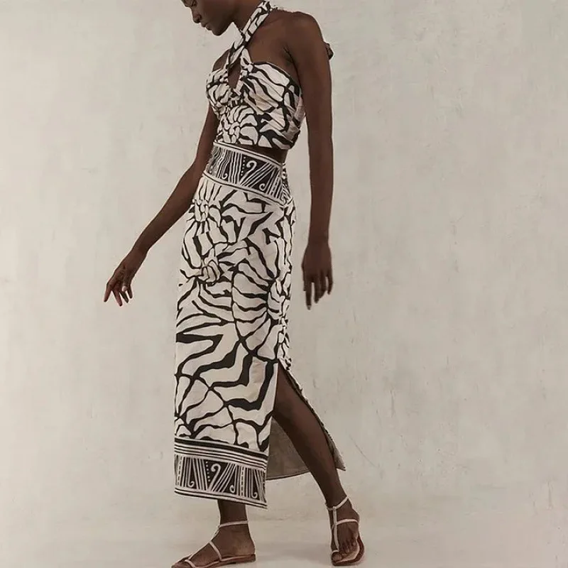 Neuer Damen-Badeanzug, Strandmode, einteilig, lang, Sve Ne, hängendes Druckdesign, Polyesterstoff, Strand, Dr. Cross-Border