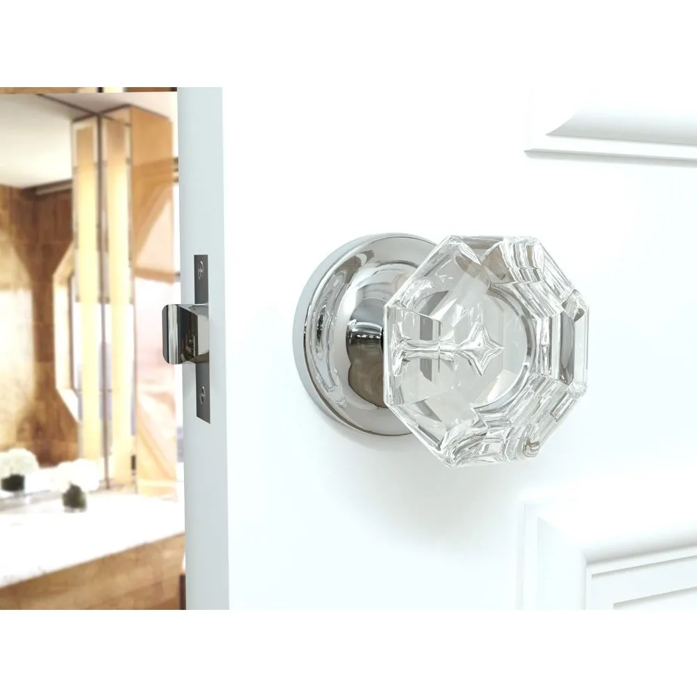 مجموعة مقابض أبواب كريستالية مثمنة من الكروم مكونة من 4 قطع مع روزيت دائري لديكور المنزل الحديث #6