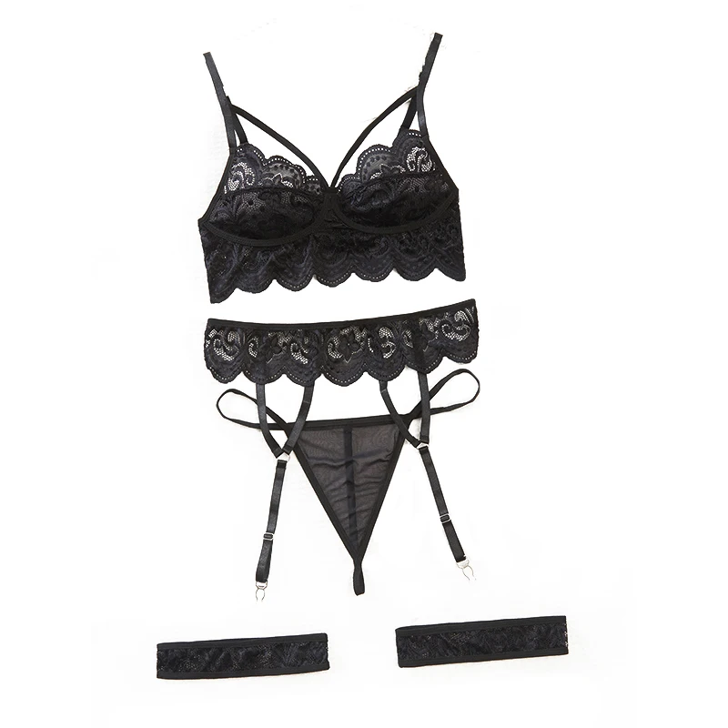 

1Pc Women's Sexy Lace Bra And Panty Set, Perspective Lingerie Suit, Underwear Dress Stylish Intimate Wear For Ladies