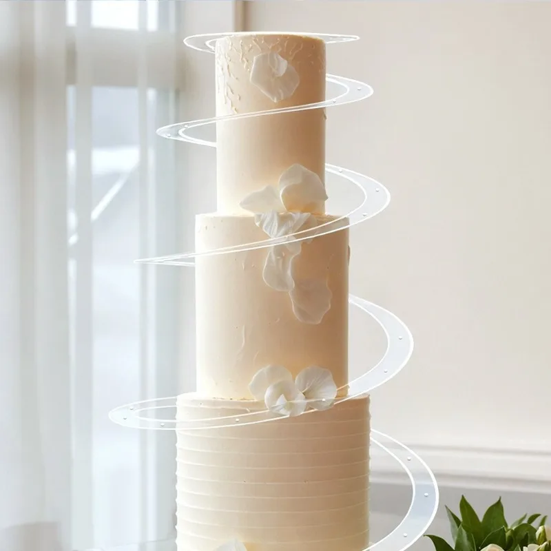 

Cake Spiral Tiered Stand Pastry Decoration Accessories For Wedding Birthday Party Festival Acrylic Cake Stand Reusable Foldable