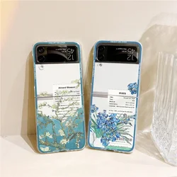 Retro Art Van Gogh Oil Painting Phone Case For Samsung Galaxy Z Flip 6 5 4 3 For Samsung Flip6 Hard Crystal Shell Cover Fundas