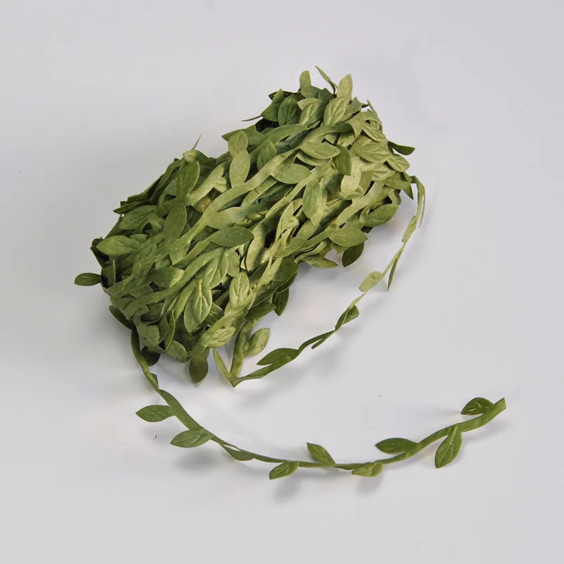 5/20m/Roll Green Leaf Ribbon Artificial Green Leaves Vines Ribbon Green Vine Leaf Shaped Ribbons For Party, Handmake Wall Crafts