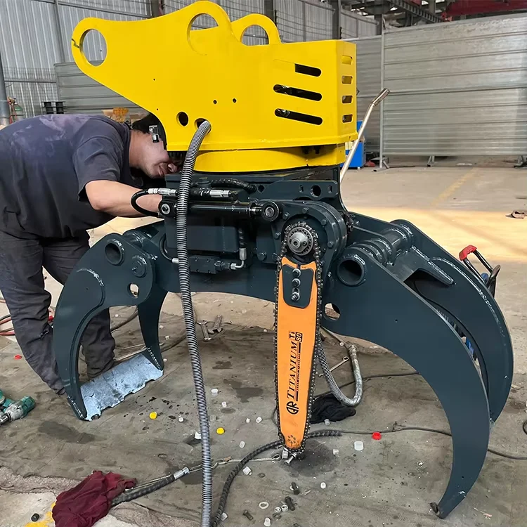 Professional Heavy Duty Rotating Excavator Grapple Saw with Tree Shear Function for 12 18 Ton Logging Machinery Equipment