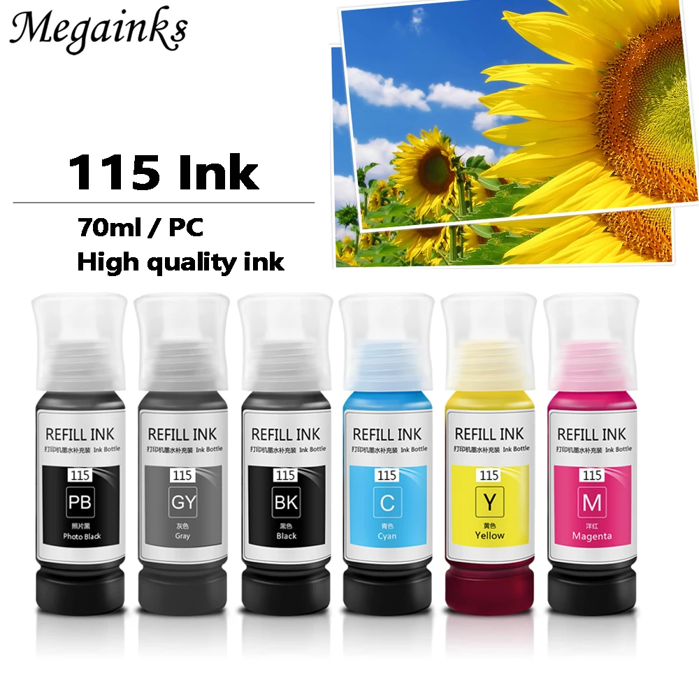 Kit de recarga de tinta 115 para tinta corante Epson 115 para impressora Epson L8160 tinta corante 115