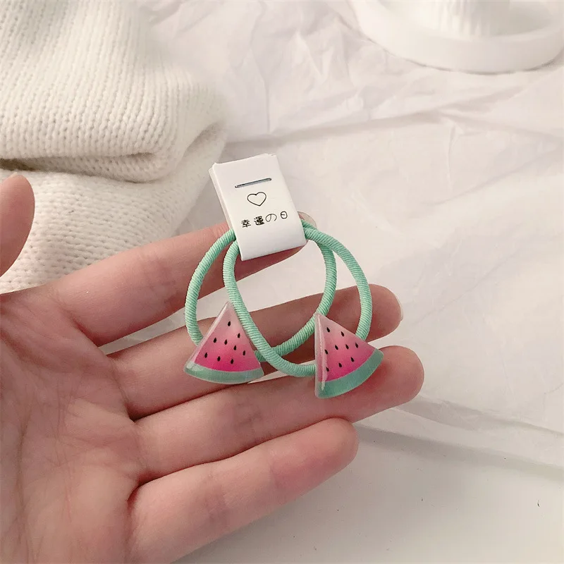 Kids Carrot Hair Ties 5 Pair Non Slip Elastic Hair Bands for Girls Soft Fruit Hair Accessories Toddler view 2