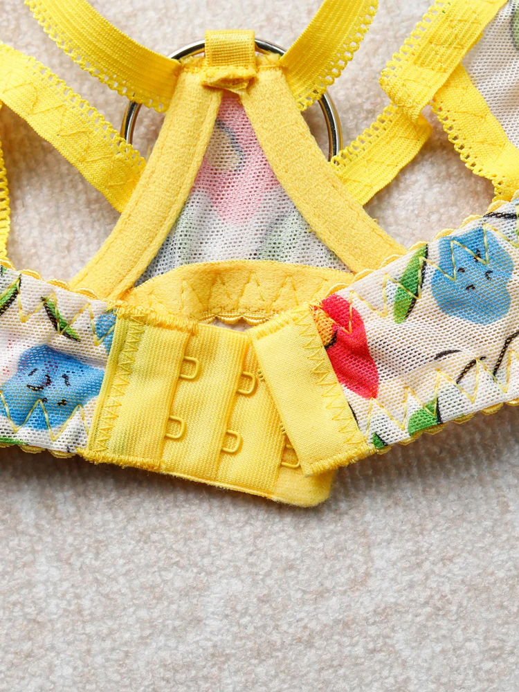 Women Bra and Briefs Sets Lace Flower Embroidery Sexy Perspective Underwire Erotic Lingerie Panty Two-Piece Underwear Set